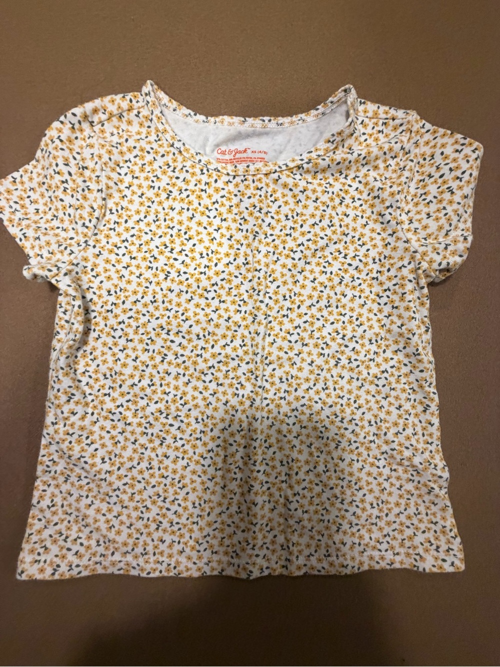 Cat & Jack White Tee with Yellow Floral Print